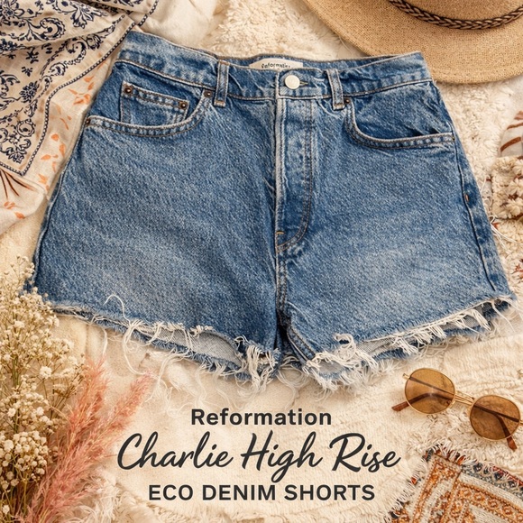 Reformation Pants - Reformation Charlie High Rise Jean Shorts 26 Frayed Hem Sustainable Denim